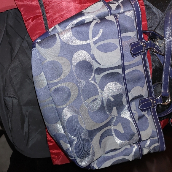 Blue and silver Coach Shoulder Handbag - Picture 2 of 6